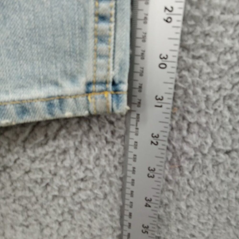 Seven7 Jeans Womens 24  Light Blue Rhinestones Distressed Ripped Wide Leg Denim - Picture 7 of 15